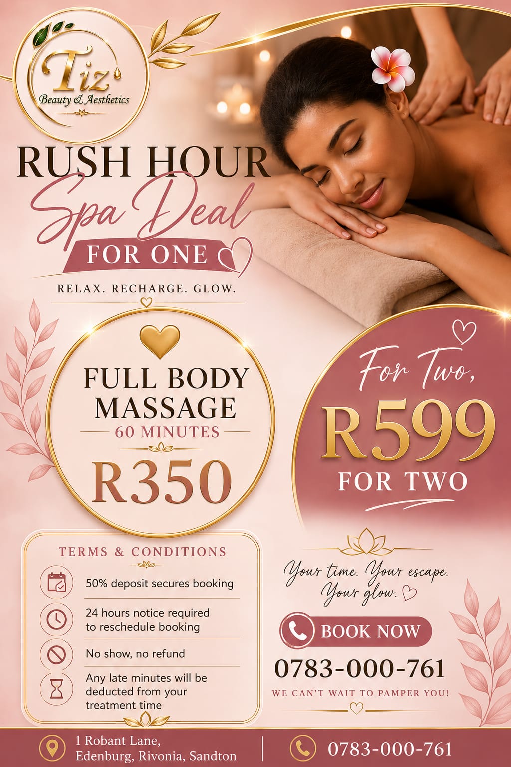 Rush Hour Spa Deal promotional flyer