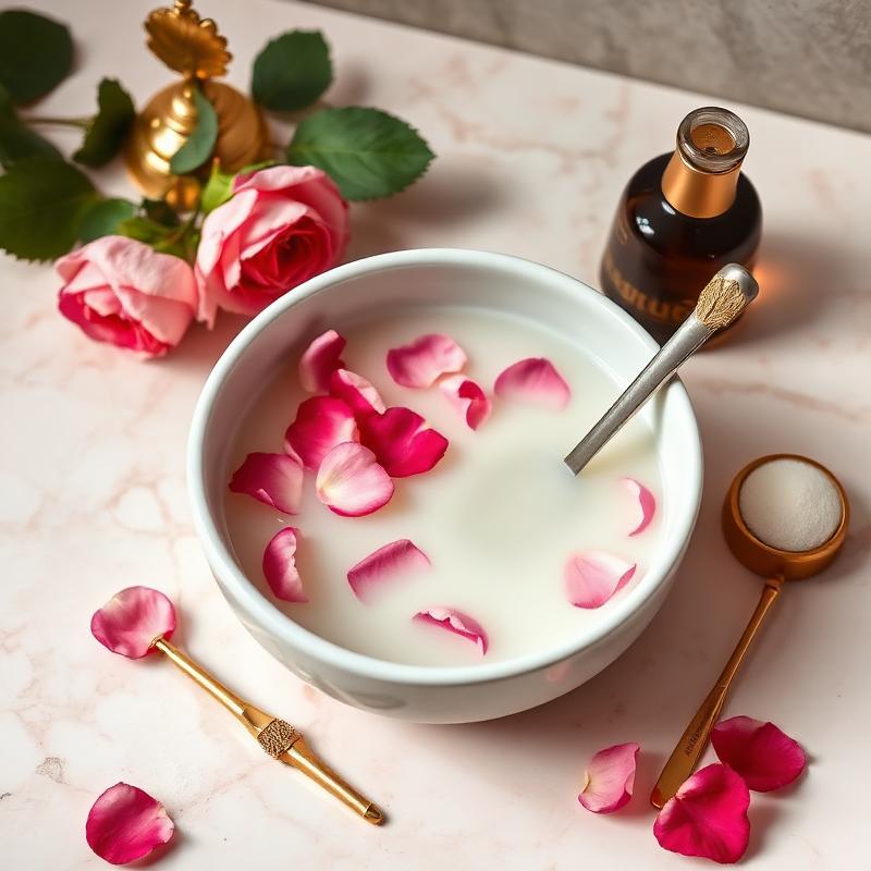 Manicure soak bowl with rose petals